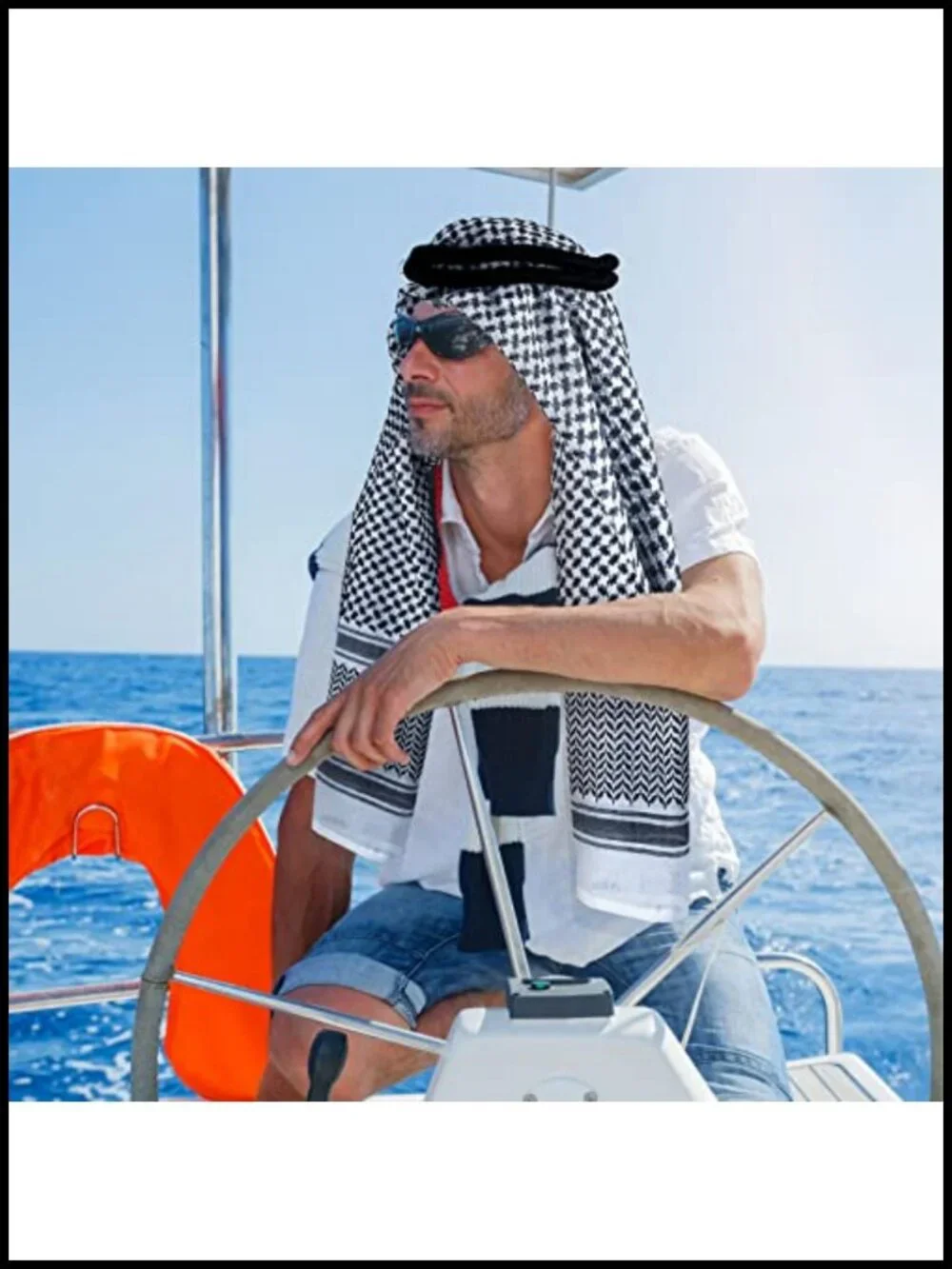 Polyester Keffiyeh Arab Scarf Mens Head Wrap with Aqel Rope